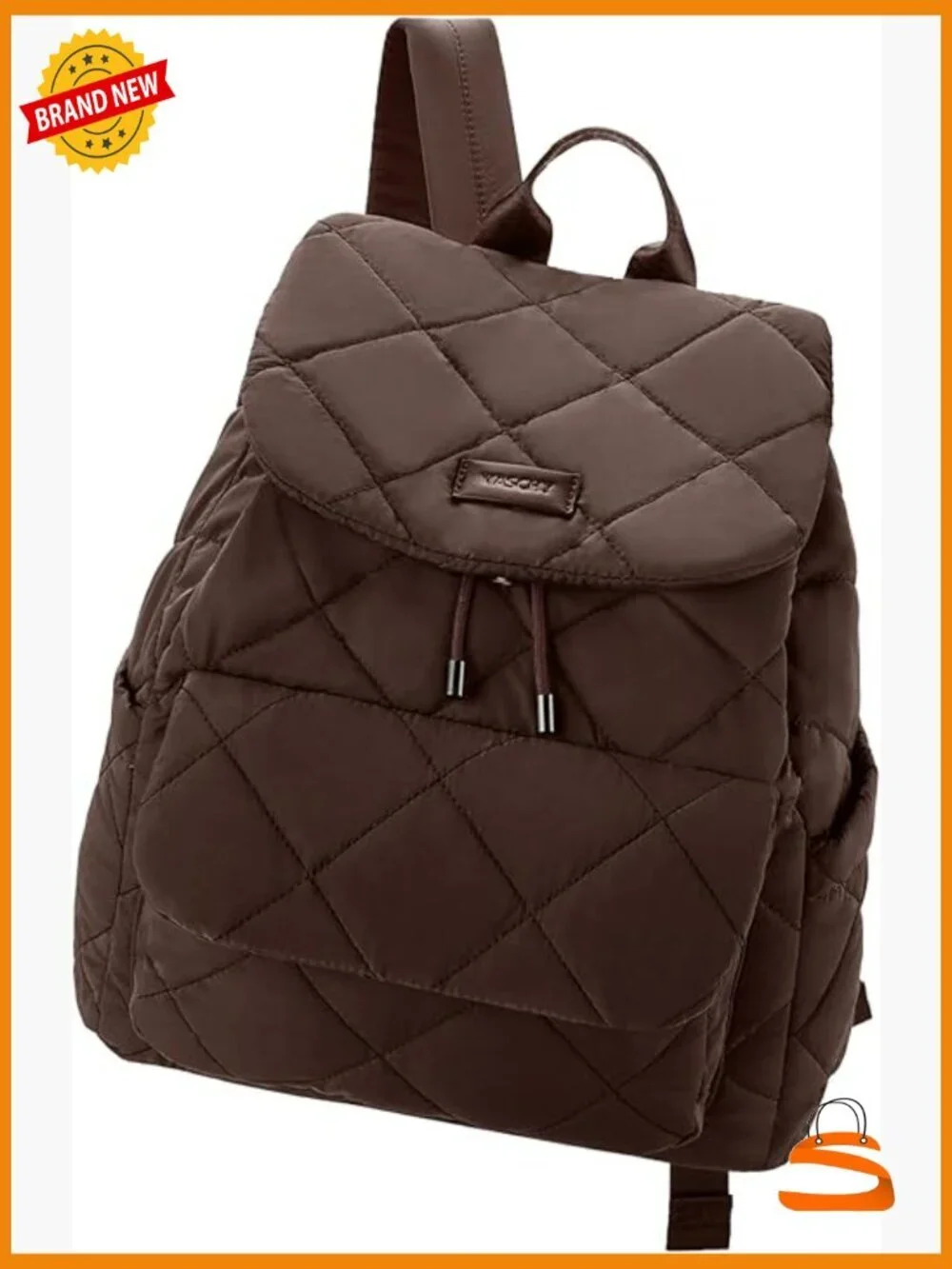 Quilted Puffer Flap Drawstring Backpack Purse for Women, Lightweight Casual